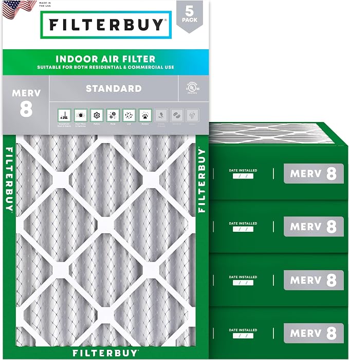 Filterbuy 12x24x4 Air Filter MERV 8 Essential Dust & Allergy Defense, by Filterbuy