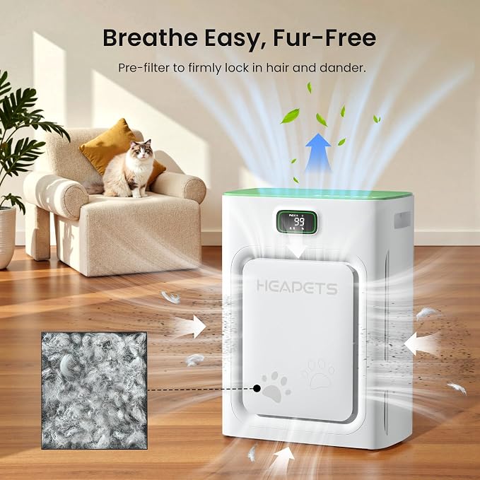 Pet Air Purifier for Home Large Room 2500 sq ft, H13 HEPA Washable Double-Sided - Image 2