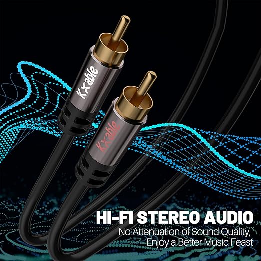 RCA Cable 8FT, 2RCA Male to 2RCA Male Stereo Audio Cable,【Oxygen-Free Copper, Hi-Fi Sound, Double Shielded】2 RCA Car Audio Subwoofer Cord for Home Theater, HDTV, Amplifier, Hi-Fi System, Speaker