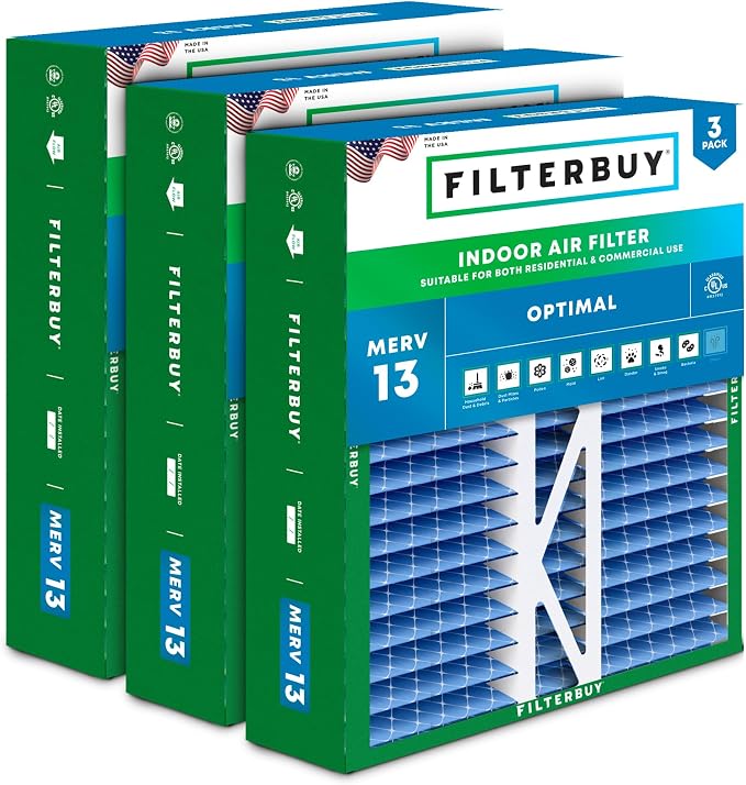 Filterbuy 16x22x5 Air Filter MERV 13 Optimal Smoke & Allergy Defense, Pleated by Filterbuy