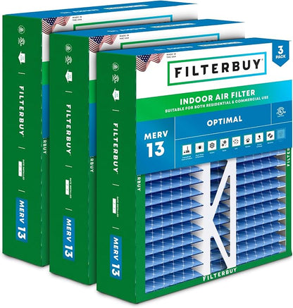 Filterbuy 16x22x5 Air Filter MERV 13 Optimal Smoke & Allergy Defense, Pleated by Filterbuy