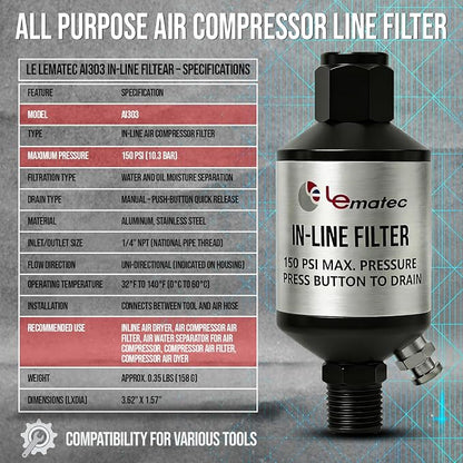 LE LEMATEC Air Compressor Water Separator - Image 7