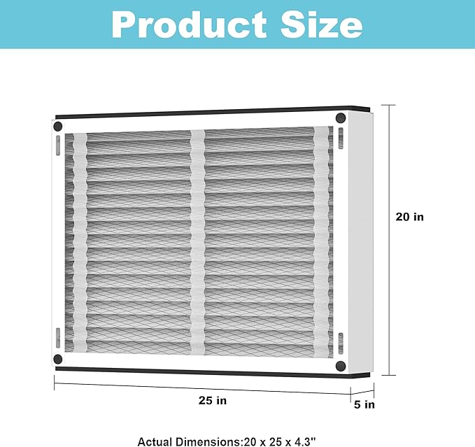 (2-Pack) 213 Replacement Filter Compatible with April-Aire Air Purifiers 1210,1620,2210,2216,3210,4200,20x25x4 MERV-13 Furnace Filter Replacement