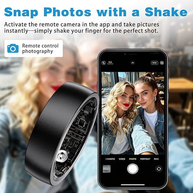 S SECRETTOP Smart Ring for Men Women, Fitness Tracker Ring with Heart Rate, SpO2, Sleep Monitoring, Step Tracker, IP68 Waterproof for iOS and Android (Black 12)