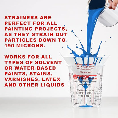 TCP Global - 190 Micron Filter Tips Ultra-Fine Paint Strainer - Pure Blue Nylon - Image 4