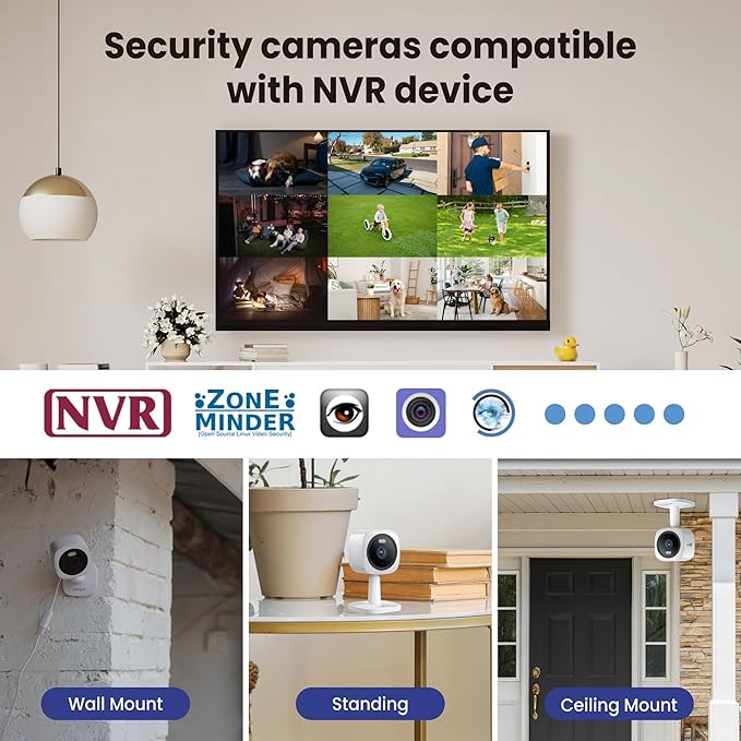 Hugolog 2K Indoor Outdoor Security Cameras for Home Security,Home Camera with Starlight Color Night Vision,Built-in Spotlight,Motion Detection,2-Way Talk,Cloud & Local Storage,Works with Alexa(4 Pack)