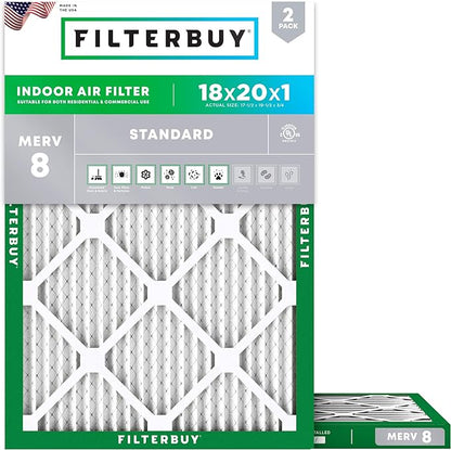 Filterbuy 18x20x1 Air Filter MERV 8 Essential Dust & Allergy Defense, by Filterbuy