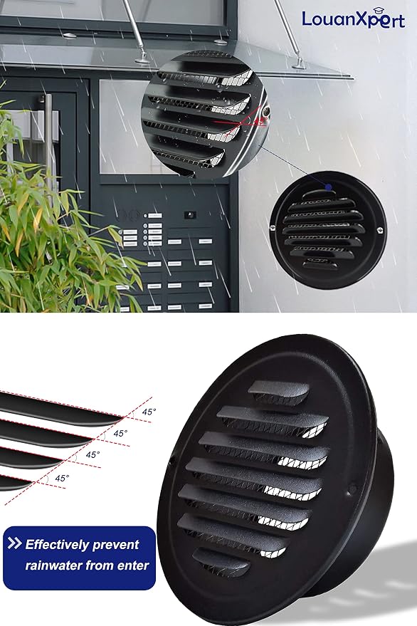 4 Inch Black Soffit Vent Cover, LouanXpert Stainless Steel Round Air Vent Cover - Image 6