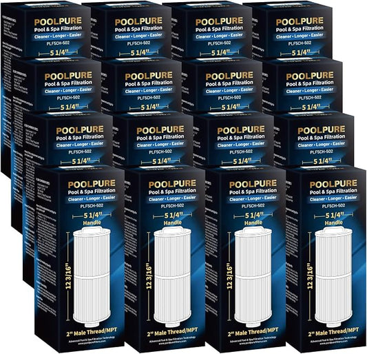 POOLPURE Pack of 16 5CH-502 Fine Thread Spa Filter Compatible by POOLPURE