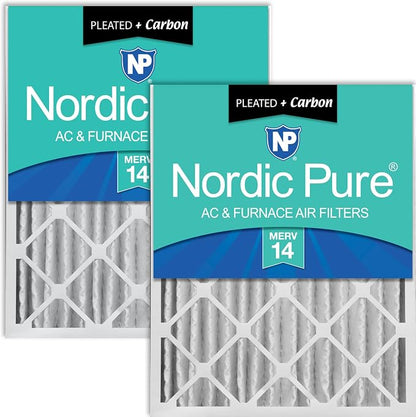 Nordic Pure 20x20x4 Pleated Air Filters MERV 14 Plus Carbon 2 Pack by NordicPure
