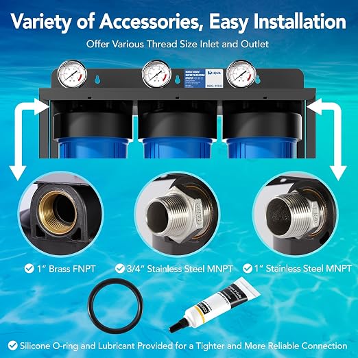 HQUA WF3-02 3-Stage Free-Standing Whole House Water Filtration System, - Image 5