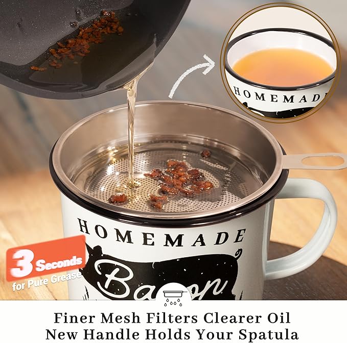 Bacon Grease Container with Strainer - Image 4