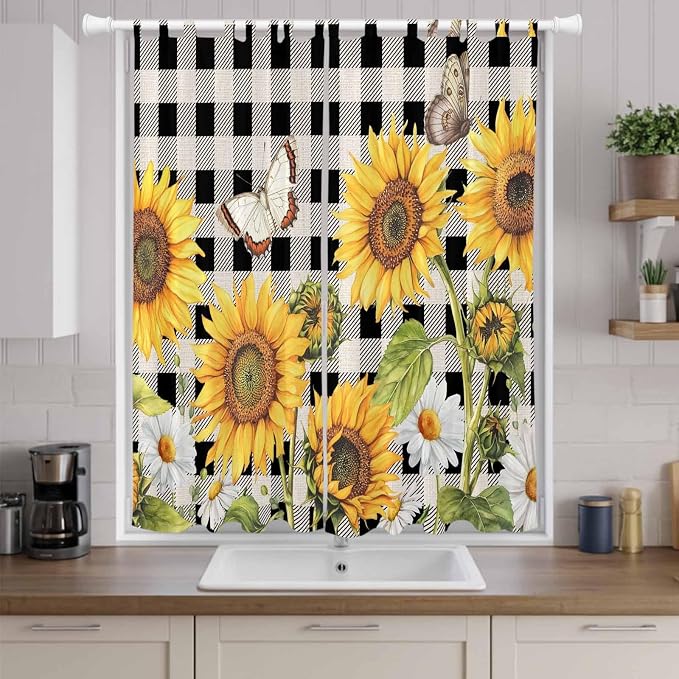 Sunflowers Living Room Curtains 84 Inch Length, Window Curtains Tab Top - Image 9