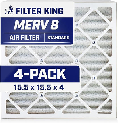 Filter King 15.5x15.5x4 Air Filter | 4-PACK | MERV 8 HVAC Pleated A/C Furnace by FilterKing