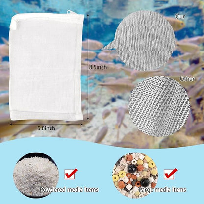 10 Pack Aquarium Filter Media Bags, 5.5 x 7.9 Inch Reusable Mesh Bags - Image 2