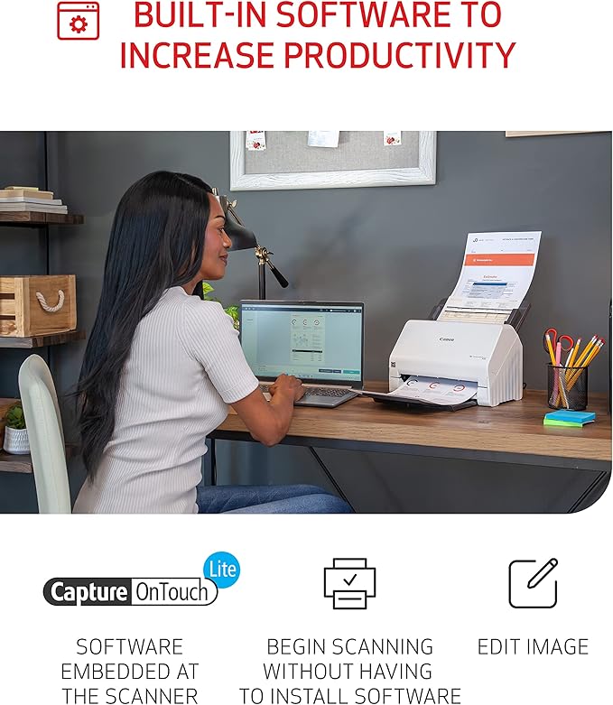 Canon imageFORMULA R30 - Office Document Scanner, Auto Document Feeder, Duplex Scanning, Plug-and-Scan Capability, No Software Installation Required
