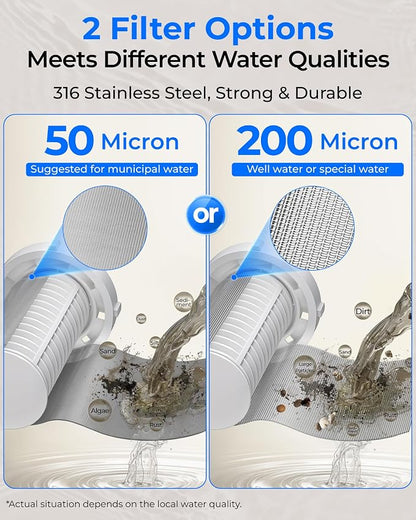 Waterdrop Spin Down Sediment Filter, 50/200 Micron Reusable Whole House Water - Image 3
