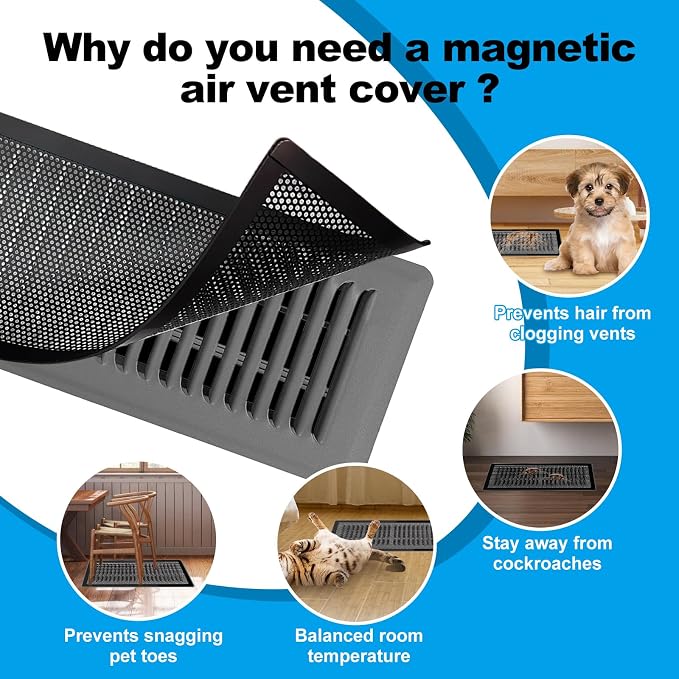 4 PCS Black Magnetic Vent Covers-5.5x12 Magnetic Air Vent Covers - Image 5