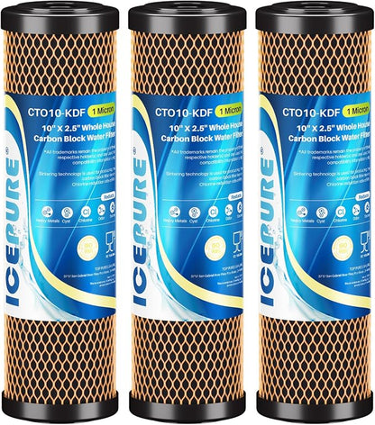 ICEPURE 1 Micron 2.5" x 10" Whole House Water Filter Coconut Shell Activated by ICEPURE