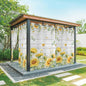 Sunflowers Outdoor Curtains for Patio Summer Floral Eucalyptus Leaf Wood Plank by Unknown