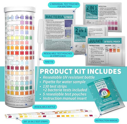 22 in 1 Drinking Water Test Kit 130 Strips - Image 2