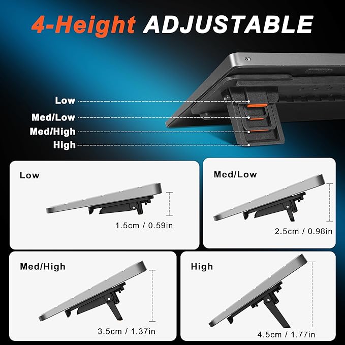 MEKASS Computer Keyboard Stand for Desktop, Adjustable Keyboard Riser, Extendable Holder, Non Slip, Ergonomic Office Desk Accessories for Flat-Back Keyboard Only (Red)