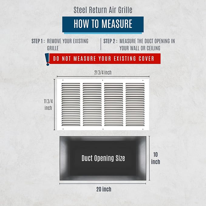 Fits 20x10 Duct Opening | Steel Return Air Grille by Handua | Vent Cover Grill - Image 3