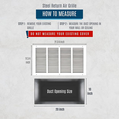 Fits 20x10 Duct Opening | Steel Return Air Grille by Handua | Vent Cover Grill - Image 3