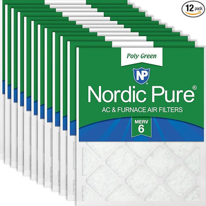 Nordic Pure 20x25x1 Poly Green MERV 6 AC Furnace Air Filters – Reduces Dust by NordicPure