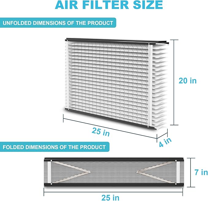 (3-Pack) 210 Replacement Filter Compatible with April-Aire Air Purifiers Actual Size: 21" x 24.75" x 4", Nominal Size: 20''x25''x4'' 1210,1620,2210,2216,3210,MERV-10 Furnace Filter Replacement