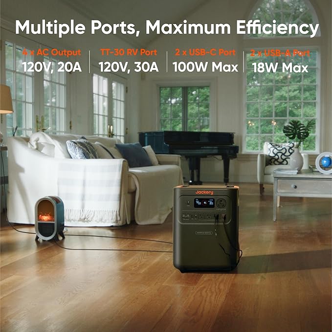 Jackery HomePower 3600 Plus Portable Power Station with AC Cable and 2X 200W Solar Panels, 3600W AC Output, 3584Wh Solar Generator, Expandable up to 21kWh, Essential Home Backup for Home Use