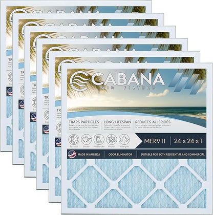 Cabana Filters 6-Pack 24x24x1 MERV 11 AC Furnace Air Filter by CabanaAirFilters
