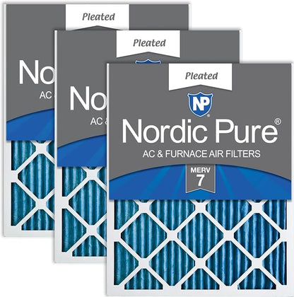 Nordic Pure 14x25x1 Pleated MERV 7 Air Filters 3 Pack by NordicPure
