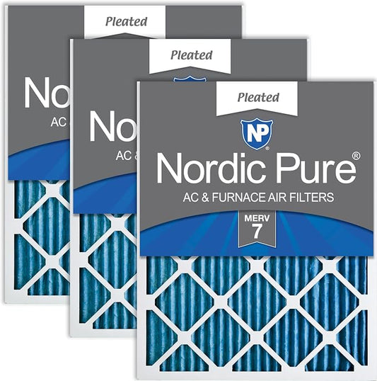 Nordic Pure 14x25x1 Pleated MERV 7 Air Filters 3 Pack by NordicPure