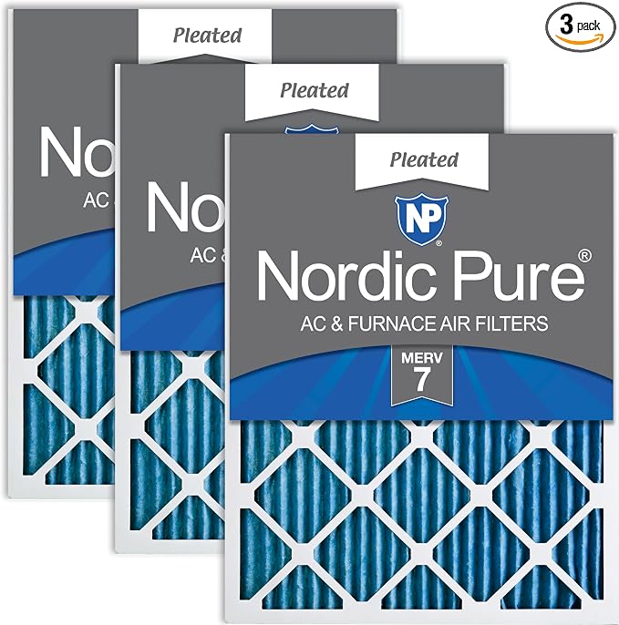 Nordic Pure 20x20x1 Pleated MERV 7 Air Filters 3 Pack by NordicPure