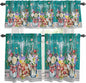 Kitchen Curtains Tiers and Valance Set of 3, Spring Flowers Light Filtering by Anzona