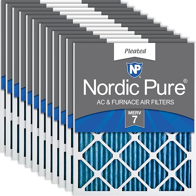 Nordic Pure 16x25x1 Pleated MERV 7 Air Filters 12 Pack by NordicPure