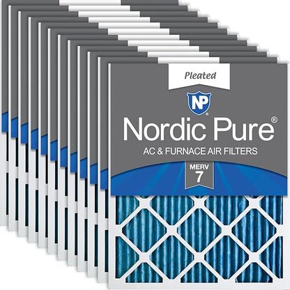 Nordic Pure 16x25x1 Pleated MERV 7 Air Filters 12 Pack by NordicPure