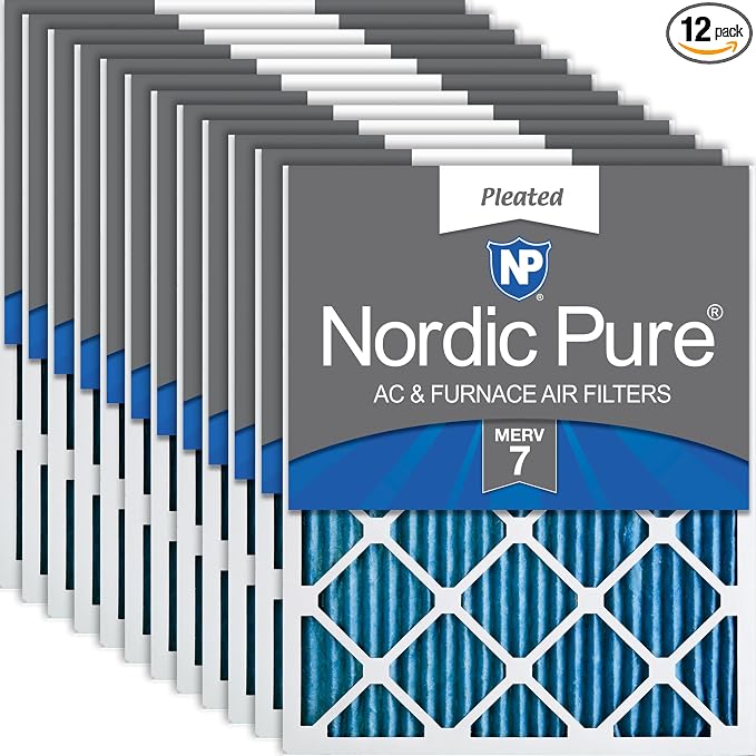 Nordic Pure 16x16x1 Pleated MERV 7 Air Filters 12 Pack by NordicPure