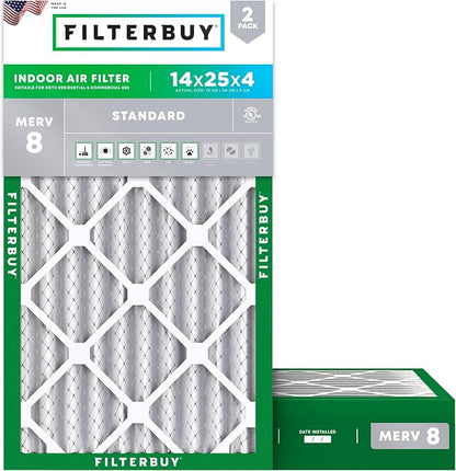 Filterbuy 14x25x4 Air Filter MERV 8 Essential Dust & Allergy Defense, by Filterbuy