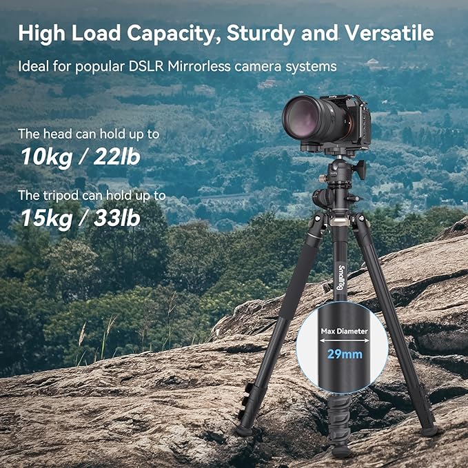 SmallRig CT200 72.8"/200cm Horizontal Overhead Tripod for Camera with Smartphone Holder & Carrying Bag, 33lb Max Load Aluminum Horizontal Camera Tripod for Overhead Shots