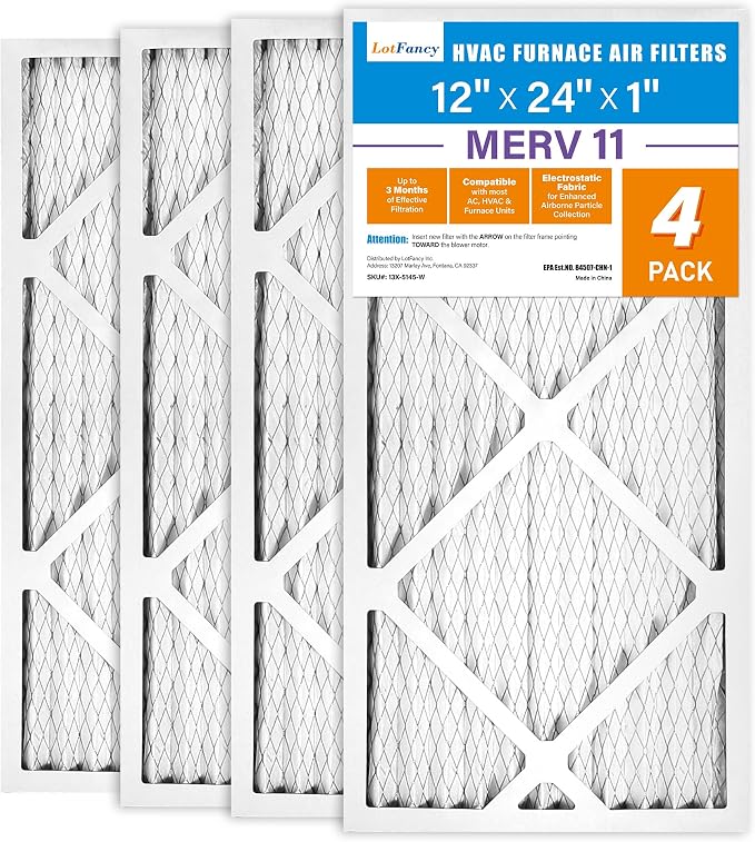 LotFancy 12x24x1 Air Filter MERV 11 4-Pack, Electrostatic Pleated AC Furnace - Image 9