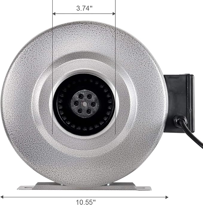 iPower GLFANXINL4FILT4MD8CTR 4 Inch 190 CFM Inline Fan Carbon Filter 8 Feet - Image 2