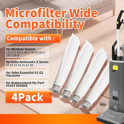 4-Pack MicroFilter fit for SEBO Auto-X S | Replacement Vacuum Filters for - Image 2