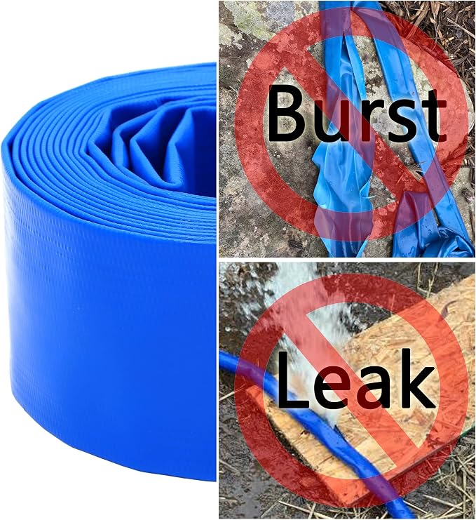 DAVCO 2" x 100 ft Pool Backwash Hose, Heavy Duty Reinforced Blue PVC Lay Flat - Image 4