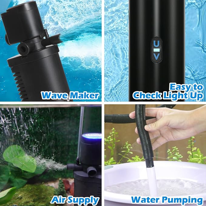 Aquarium U-V Filter 158GPH for 10-45 Gallon Small Betta Fish Turtle Tank - Image 5