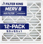 Filter King 9.5x9.5x1 Air Filter | 12-PACK | MERV 8 HVAC Pleated A/C Furnace by FilterKing