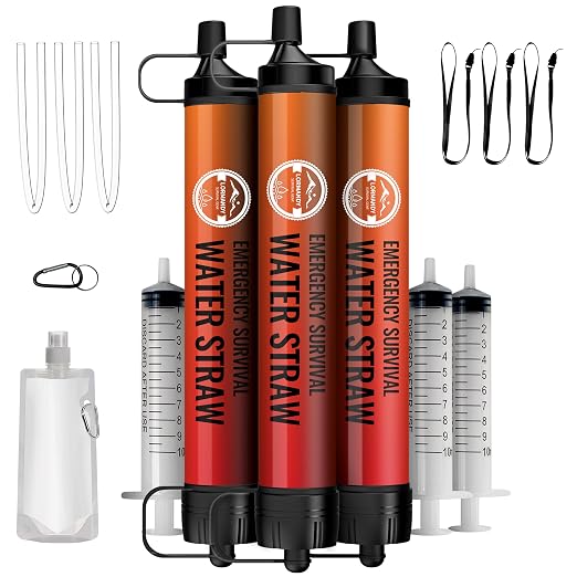 Emergency Water Filter Straw, Personal Survival Water Filtration System by Lormandy