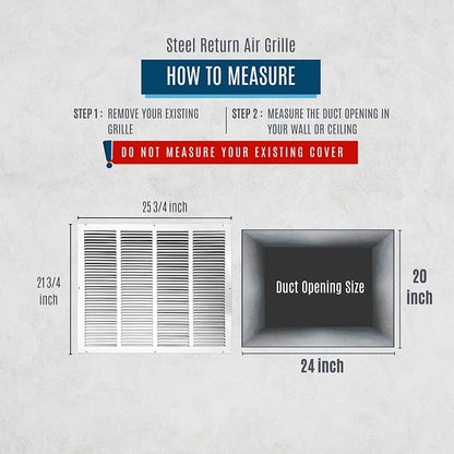 Fits 24x20 Duct Opening | Steel Return Air Grille by Handua | Vent Cover Grill - Image 3