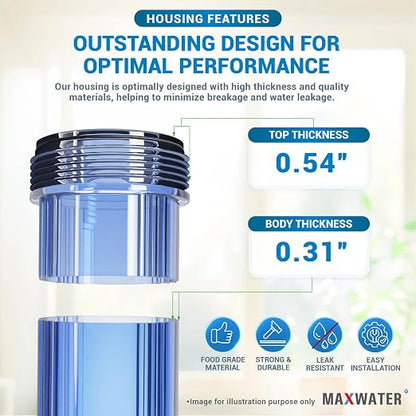Max Water Whole House 20" x4.5" Purple Clear WH Water Filter Housing 1 inch - Image 4